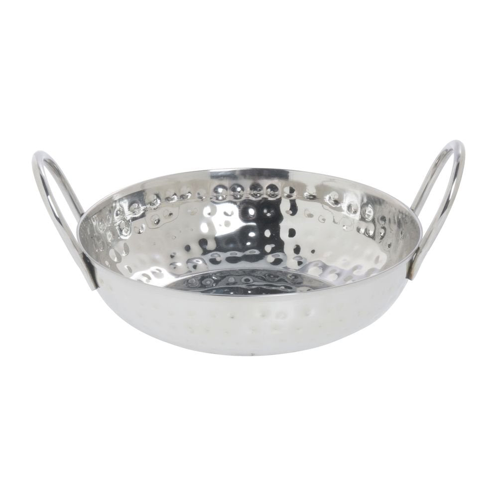 Serving Bowls with Handles Round Hammered Stainless Steel - 6"Dia x 1 1/2"H by HUBERT – 6 inches diameter x 1.5 inches height, Stainless Steel, Silver, Model DS-35411-C