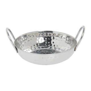 Serving Bowls with Handles Round Hammered Stainless Steel - 6"Dia x 1 1/2"H by HUBERT – 6 inches diameter x 1.5 inches height, Stainless Steel, Silver, Model DS-35411-C