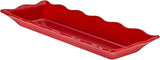 CAC Melamine Platter Rect. Scallop Edge Red 17-1/2"x6-3/4", Box of 12