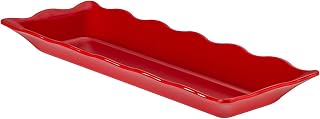 CAC Melamine Platter Rect. Scallop Edge Red 17-1/2"x6-3/4", Box of 12