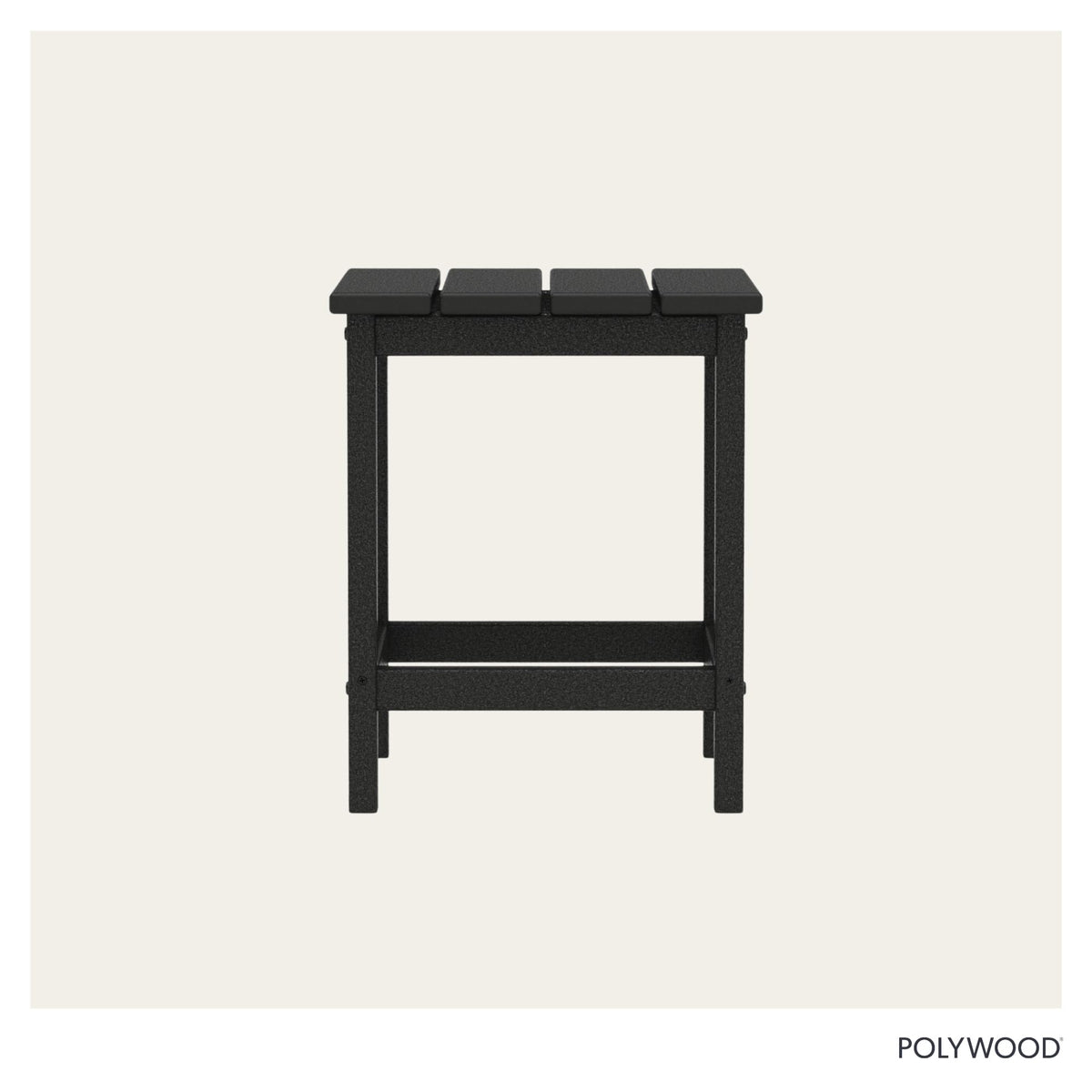 Long Island 18" Side Table by Polywood – 18", High Density Polyethylene, Black, Model ECT18BL