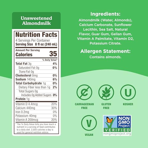 Califia Farms Unsweetened / 32 Fl Oz (Pack of 6) / Unsweetened Almondmilk Almond Milk