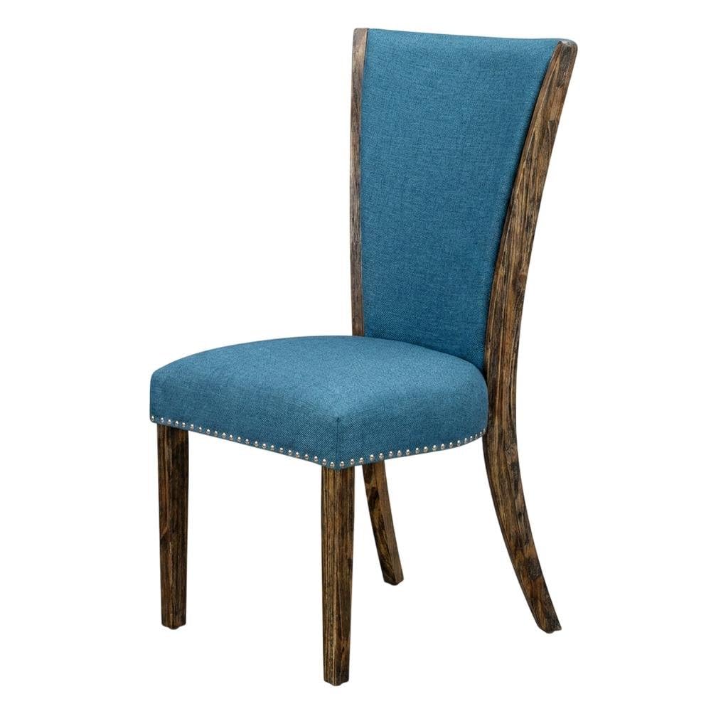 Linen-Upholstered Dining Chairs Set of by Furnifact – Wood, Blue, Pack of 2
