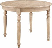 Furnifact Light Natural Brown Round Dining Table, Elm Wood Veneer Top Bedroom Table with Rubberwood and MDF Bentwood Construction