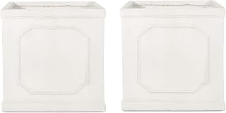 Christopher Knight Home Outdoor Lightweight Concrete Large Planters (Set of 2), Antique White