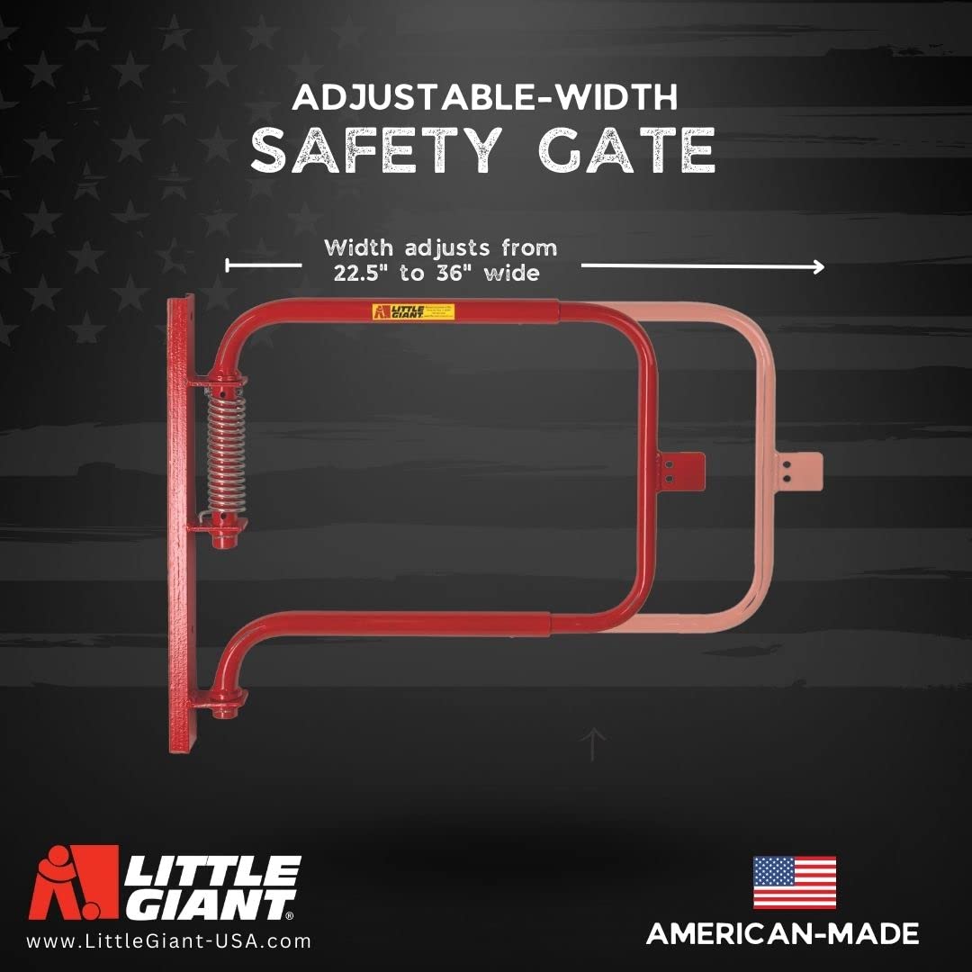 Red Adjustable Spring Safety Gate by Little Giant – 24"L x 24"W x 24"H, Alloy Steel, Red, Model SGS-R