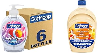 Softsoap Liquid Hand Soap Aquarium Series Pack of 6 with 50oz Milk & Honey Refill