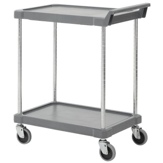 Utility Cart with 2-Shelves Charcoal Grey Plastic - 29 1/4 L x 17" W x 35 1/4 H by HUBERT – Plastic, Gray, Model HUB16UC2-18