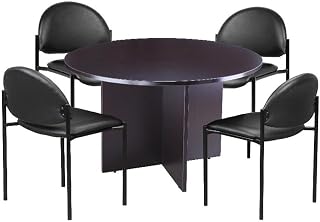 Boss Office Products 42" W Conference Table with 4 Stacking Chairs in Mocha