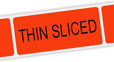 Specialty Printing Thin Sliced Grabber Label Dayglo Red with Black Print, 1.375" x 3/4" | 1000/Roll