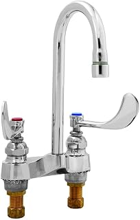 T&S Brass B-0892-01CR-L22 Centerset Faucet, Swivel Gooseneck, Ceramas, 2.2 GPM Laminar Flow Device, 4"