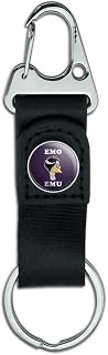 Emo Emu Funny Humor Keychain with Leather Fabric Belt Clip-On Carabiner