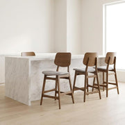 Solid Wood Counter Height Bar Stools Set of by Starlight Canyon Home – Solid + Manufactured Wood, Foam, Fabric (Polyester), Grey, Pack of 4