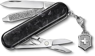 Victorinox Classic SD Brilliant Swiss Army Knife, Pocket Knife, Outdoor, Camping, Scissors, Slotted Screwdriver, Includes Nail File, 5 Functions, Carbon