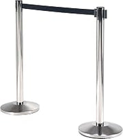 Global Industrial Retractable Belt Barrier, 40"H Stainless Steel Post with