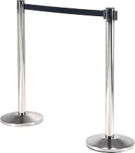 Global Industrial Retractable Belt Barrier, 40"H Stainless Steel Post with