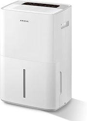AMANA 50-Pint Dehumidifier with 3 Speeds and Timer, White | 115V, 3 Speeds, Auto-Shutoff, 24 Hour Timer, Energy Star, For Basement or Befroom or Attic or Garage