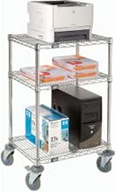 Nexel Mobile 3-Shelf Wire Printer Stand, 24"W x 18"D x 39"H, Chrome