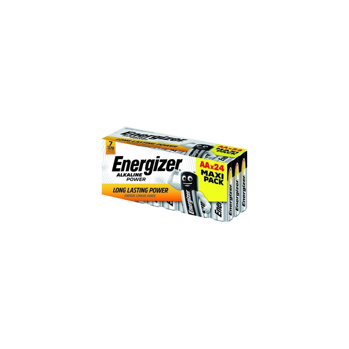 Battery Alkaline Power AA (Mignon/LR6 24 Storage Box) by Energizer – 24-Pack, Alkaline, Silver/black, Pack of 24, Model E300456403