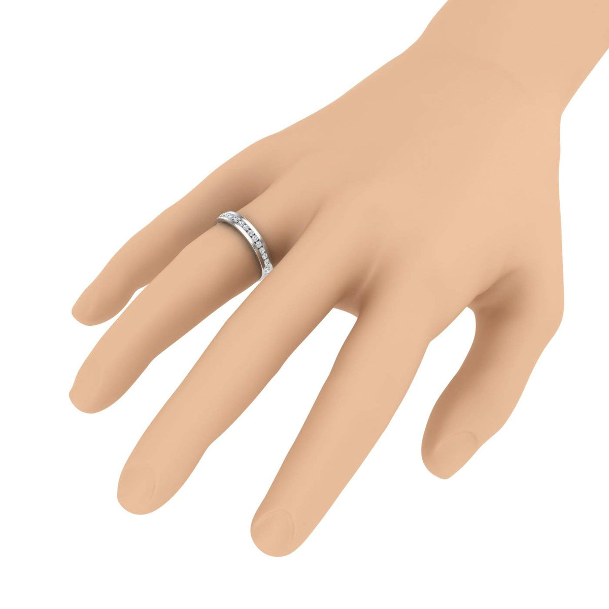 1/2 Carat Channel Set Diamond Wedding Eternity Ring Band in 14K White Gold (Ring Size 6.5) by FINEROCK – 6.5, Metal, White Gold, Model RG-13680-I2I3-14KW-6.5