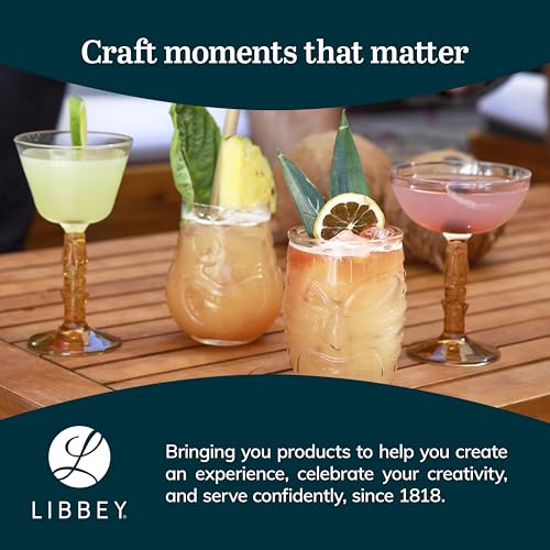 Libbey Tiki Rocks Black / 4 Count (Pack of 1) / Tiki Old Fashioned Glasses