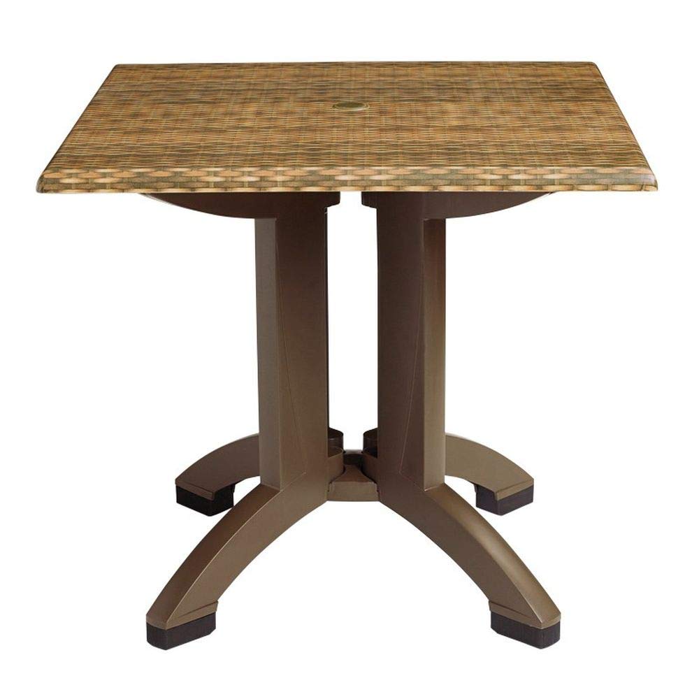 Grosfillex Atlanta 32" Square Table in Wicker Decor by GROSFILLEX INC – Resin