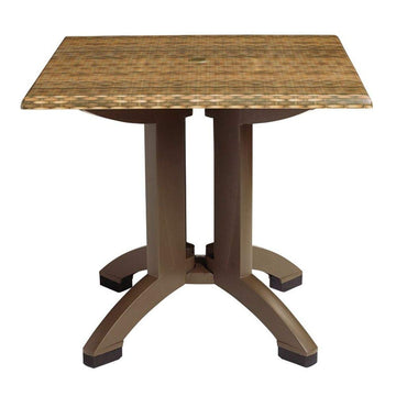 Grosfillex Atlanta 32" Square Table in Wicker Decor by GROSFILLEX INC – Resin