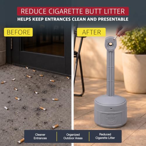 Justrite Grey / 1 Gallon / Smokers Cease Smoking Receptacles