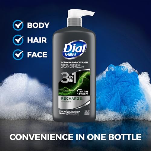 Dial 23 Fl Oz (Pack of 6) / Recharge / Verde 3-in-1 Shampoo, Conditioner & Body Wash