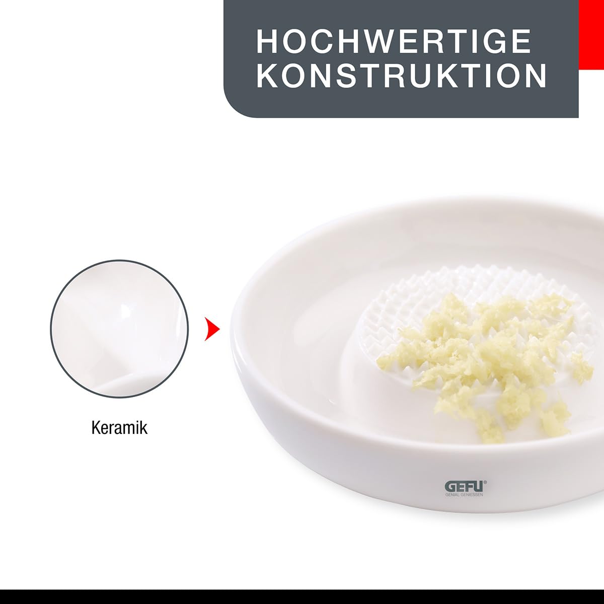 Ginger Grater Ceramic by GEFU – One Size, Silicone, White, Model GF24-35370
