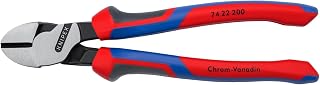 KNIPEX 74 22 200 Comfort Grip High Leverage Angled Diagonal Cutter, 8-Inch, Angled, Comfort Grip