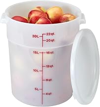 Storage Container, Round, 22 Qt., 13-1/2'' Dia. X 15''H, Natural White, Polyethylene, Nsf (6 Pieces/Unit)