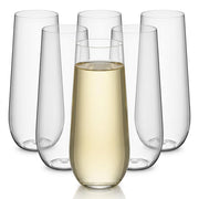 Glownary Heavy Weight PET Plastic Champagne Flutes – Clear, 9 oz, Stemless, BPA Free, Hand Wash Only, 64 Count