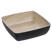 Serving Bowl Wood-Look Black Melamine with Light Wood Inside - 9 7/8 L x 9 7/8 W x 3" H by HUBERT – Melamine, Black, Model M2380-BLACK