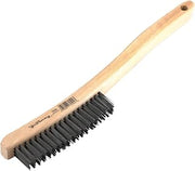 Forney 70504 Wire Scratch Brush, Carbon Steel with Curved Wood Handle, 13-3/4-Inch-by-.014-Inch