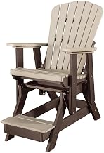 Brown Balcony Glider, Weatherwood Tudor Brown, Elevated Seating, Heavy Duty Poly Lumber, Tall Outdoor Chair, Weatherproof