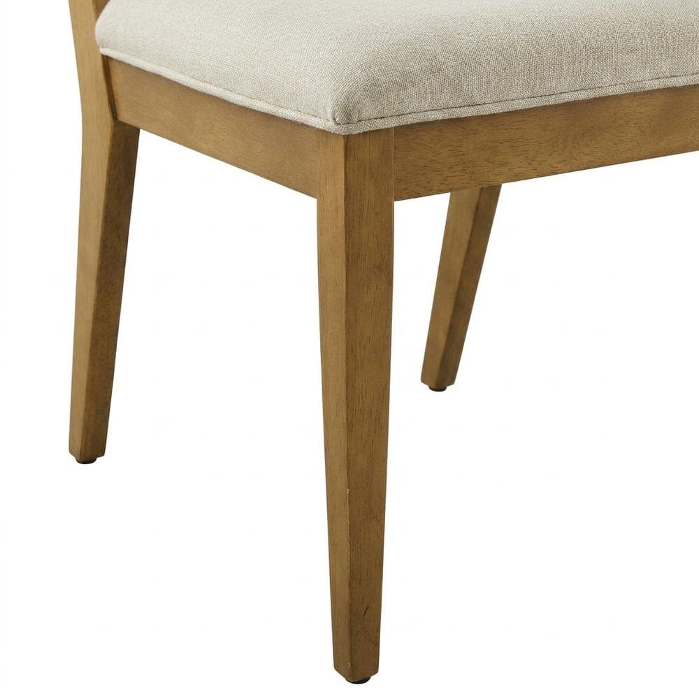 Faux Rattan Fabric-Upholstered Dining Chairs Set of by Furnifact – Polyester, Heathered Weave Ivory, Pack of 2