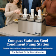 San Jamar 3 Pumps / 14 inches x 7.875 inches x 12.5 inches / Stainless Pump Dispensers