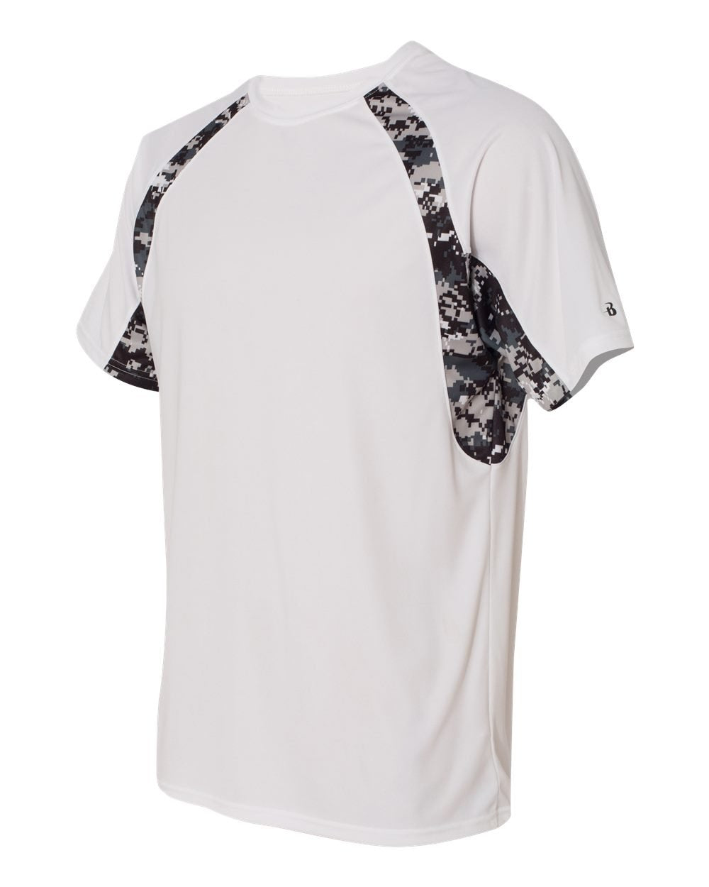 Digital Camo Hook T-Shirt 4XL White by Badger – Polyester, White/ Black Digital, Model BD4140_White/ Black Digital_4X