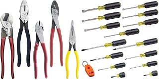 KLEIN TOOLS Diagonal-Cutting, Needle-Nose, Side-Cutting High Leverage Linesman Pliers, Cutter, Crimper & Tool Set, Screwdriver, Nut Driver Tool Kit with Assorted Tips, Nut Drivers, Magnetizer/De-Magnetizer