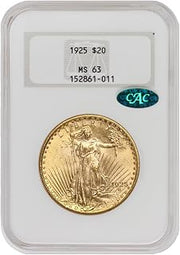 1925 American Gold Saint Gaudens MS-63 $20 NGC/CAC MS63