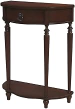 Starlight Canyon Home Cherry Veneer Demilune Console Table with Drawer and Display Shelf, Traditional Entryway Hallway Accent Sofa Table