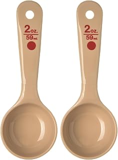 Carlisle FoodService Products Measure Miser Plastic Measuring Spoon with Short Handle, 2 Ounces, Beige, 1 Count (Pack of 2)