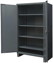 Durham Extra Heavy Duty Welded 12 Gauge Steel Pegboard and Shelf Cabinet, HDCP243678-4S95, 1900 lbs Shelf Capacity, 24" Length x 36" Width x 78" Height, 4 Shelves