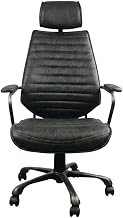 Mid-Back Executive Chair, Industrial Cowhide Leather, Swivel, Height Adjustable, Headrest, Fixed Arms, Tilt Lock, 400 lb, Home Office