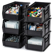 QUANTUM STORAGE SYSTEMS Black / 10L x 6W x 5H / Ultra Stack & Hang Open Storage Bins