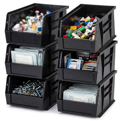 QUANTUM STORAGE SYSTEMS Black / 10L x 6W x 5H / Ultra Stack & Hang Open Storage Bins