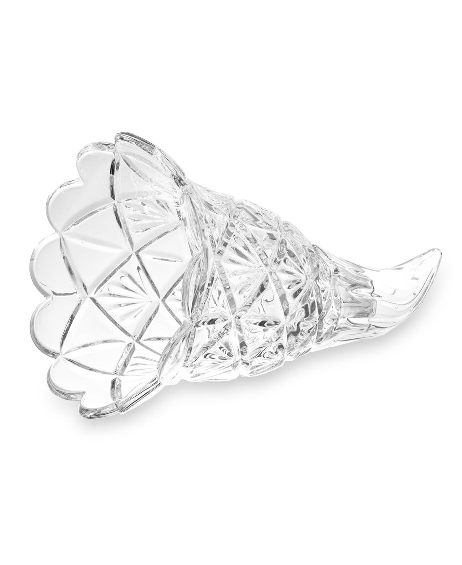Godinger Cornucopia Vase, Clear Crystal, 7.5 x 7.5 x 11 Inch