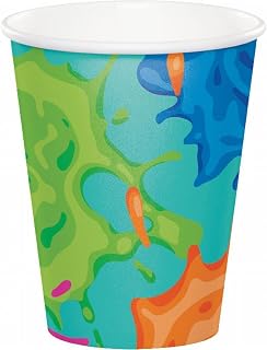Creative Converting Paint Splatter 9 Oz Paper Hot/Cold Cups, 8 Count
