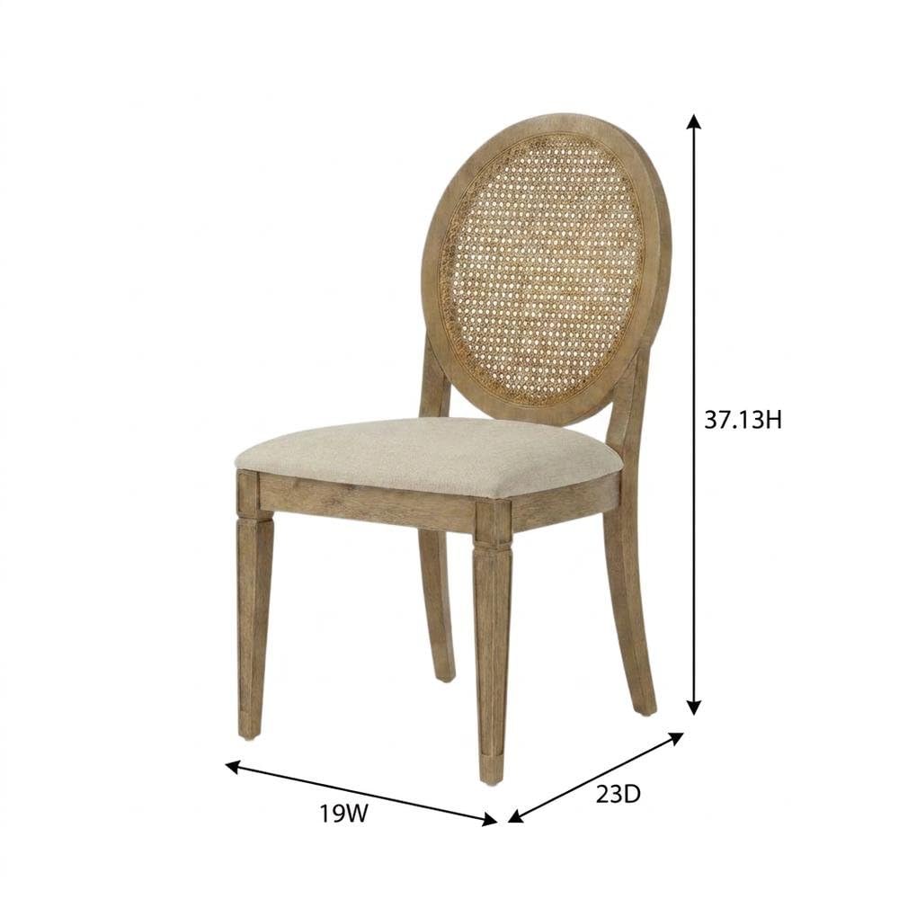 Brown 2-Piece Cane-Back Dining Chair Set with Upholstered Seats by Furnifact – Rubberwood 85.00%,Paper Rattan 5.00%,Foam 5.00%,Fabric 5.00%, Brown, Pack of 2